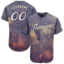 Load image into Gallery viewer, Custom Graffiti Pattern White-Black 3D Sky's The Limit Authentic Baseball Jersey
