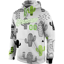 Load image into Gallery viewer, Custom Stitched Graffiti Pattern Neon Green-White 3D Cactus Sports Pullover Sweatshirt Hoodie