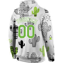 Load image into Gallery viewer, Custom Stitched Graffiti Pattern Neon Green-White 3D Cactus Sports Pullover Sweatshirt Hoodie