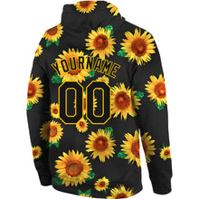 Load image into Gallery viewer, Custom Stitched Graffiti Pattern Black-Gold 3D Sunflowers Sports Pullover Sweatshirt Hoodie
