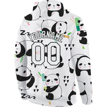 Load image into Gallery viewer, Custom Stitched Graffiti Pattern White-Black 3D Panda Sports Pullover Sweatshirt Hoodie