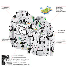 Load image into Gallery viewer, Custom Stitched Graffiti Pattern White-Black 3D Panda Sports Pullover Sweatshirt Hoodie