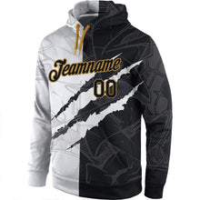 Load image into Gallery viewer, Custom Stitched Graffiti Pattern Black-Old Gold 3D Sports Pullover Sweatshirt Hoodie