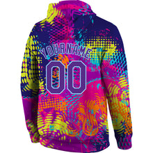 Load image into Gallery viewer, Custom Stitched Graffiti Pattern Purple-Light Blue 3D Sports Pullover Sweatshirt Hoodie