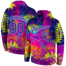 Load image into Gallery viewer, Custom Stitched Graffiti Pattern Purple-Light Blue 3D Sports Pullover Sweatshirt Hoodie