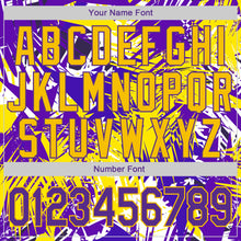 Load image into Gallery viewer, Custom Stitched Graffiti Pattern Purple-Gold 3D Sports Pullover Sweatshirt Hoodie