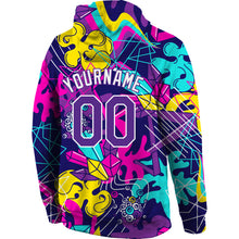 Load image into Gallery viewer, Custom Stitched Graffiti Pattern Purple-White 3D Sports Pullover Sweatshirt Hoodie