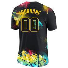 Load image into Gallery viewer, Custom Graffiti Pattern Black-Gold 3D Performance T-Shirt