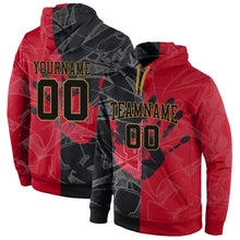 Load image into Gallery viewer, Custom Stitched Graffiti Pattern Black-Old Gold 3D Sports Pullover Sweatshirt Hoodie