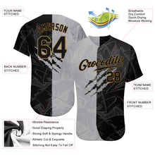 Load image into Gallery viewer, Custom Graffiti Pattern Black-Old Gold 3D Authentic Baseball Jersey