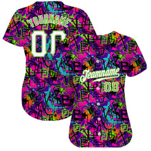 Load image into Gallery viewer, Custom Graffiti Pattern White-Neon Green 3D Authentic Baseball Jersey
