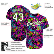 Load image into Gallery viewer, Custom Graffiti Pattern White-Neon Green 3D Authentic Baseball Jersey