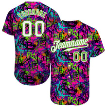 Load image into Gallery viewer, Custom Graffiti Pattern White-Neon Green 3D Authentic Baseball Jersey