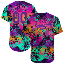 Load image into Gallery viewer, Custom Graffiti Pattern Purple-Pink 3D Authentic Baseball Jersey