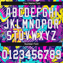 Load image into Gallery viewer, Custom Graffiti Pattern White-Purple 3D Authentic Baseball Jersey