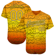 Load image into Gallery viewer, Custom Graffiti Pattern Gold-Black 3D Authentic Baseball Jersey