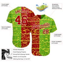 Load image into Gallery viewer, Custom Graffiti Pattern Red-Green 3D Authentic Baseball Jersey