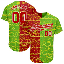 Load image into Gallery viewer, Custom Graffiti Pattern Red-Green 3D Authentic Baseball Jersey