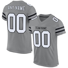 Load image into Gallery viewer, Custom Gray White-Black Mesh Authentic Football Jersey