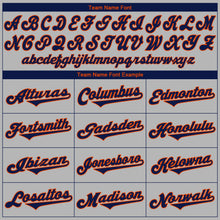 Load image into Gallery viewer, Custom Gray Navy-Orange Authentic Baseball Jersey