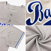 Load image into Gallery viewer, Custom Gray Purple-Black Authentic Baseball Jersey