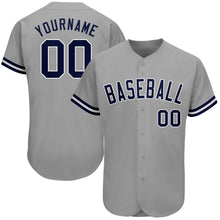 Load image into Gallery viewer, Custom Gray Navy-White Authentic Baseball Jersey