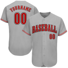 Load image into Gallery viewer, Custom Gray Red-Black Authentic Baseball Jersey