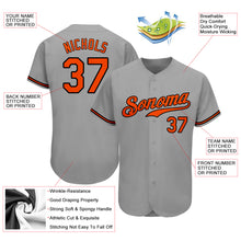 Load image into Gallery viewer, Custom Gray Orange-Black Authentic Baseball Jersey