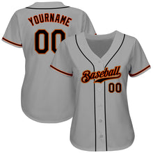 Load image into Gallery viewer, Custom Gray Black-Orange Authentic Baseball Jersey