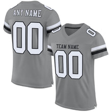 Load image into Gallery viewer, Custom Gray White-Black Mesh Authentic Football Jersey
