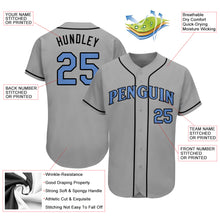 Load image into Gallery viewer, Custom Gray Light Blue-Black Authentic Father's Day Baseball Jersey