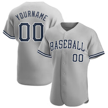 Load image into Gallery viewer, Custom Gray Navy-White Authentic Baseball Jersey