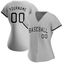 Load image into Gallery viewer, Custom Gray Black-White Authentic Baseball Jersey