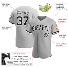 Load image into Gallery viewer, Custom Gray Black-White Authentic Baseball Jersey