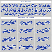 Load image into Gallery viewer, Custom Gray Royal-White Authentic Baseball Jersey