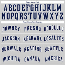 Load image into Gallery viewer, Custom Gray Navy-White Authentic Baseball Jersey