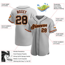 Load image into Gallery viewer, Custom Gray Black-Orange Authentic Baseball Jersey