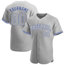 Load image into Gallery viewer, Custom Gray Gray Royal Authentic Baseball Jersey
