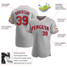 Load image into Gallery viewer, Custom Gray Red-Navy Authentic Baseball Jersey