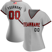 Load image into Gallery viewer, Custom Gray Red-Black Authentic American Flag Fashion Baseball Jersey