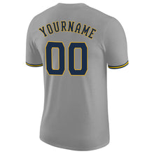 Load image into Gallery viewer, Custom Gray Navy-Gold Performance T-Shirt