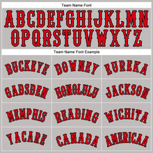 Load image into Gallery viewer, Custom Gray Red-Black Authentic Throwback Rib-Knit Baseball Jersey Shirt