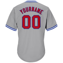 Load image into Gallery viewer, Custom Gray Red-Royal Authentic Throwback Rib-Knit Baseball Jersey Shirt