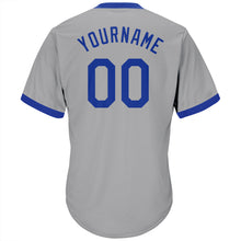 Load image into Gallery viewer, Custom Gray Royal-Red Authentic Throwback Rib-Knit Baseball Jersey Shirt