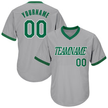 Load image into Gallery viewer, Custom Gray Kelly Green-White Authentic Throwback Rib-Knit Baseball Jersey Shirt