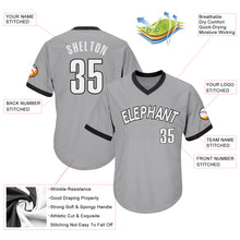 Load image into Gallery viewer, Custom Gray White-Black Authentic Throwback Rib-Knit Baseball Jersey Shirt