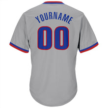 Load image into Gallery viewer, Custom Gray Royal-Red Authentic Throwback Rib-Knit Baseball Jersey Shirt