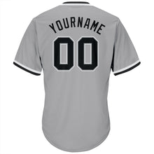Load image into Gallery viewer, Custom Gray Black-White Authentic Throwback Rib-Knit Baseball Jersey Shirt