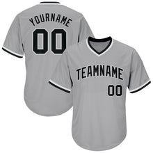 Load image into Gallery viewer, Custom Gray Black-White Authentic Throwback Rib-Knit Baseball Jersey Shirt