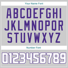 Load image into Gallery viewer, Custom Gray White-Purple Authentic Throwback Rib-Knit Baseball Jersey Shirt